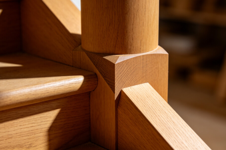 Escalier droit en chêne massif