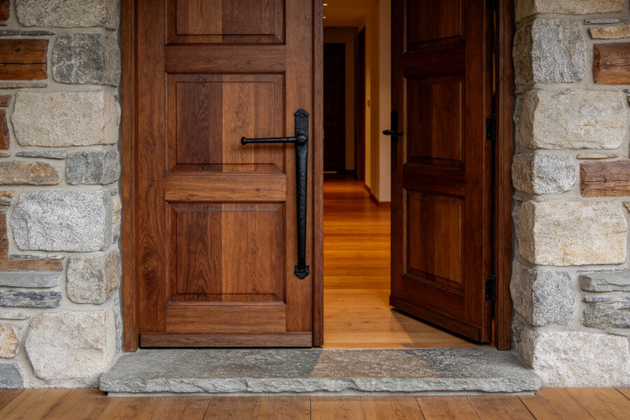 Porte d'entrée en bois massif